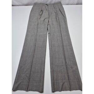 VTG John Michael Dress Pants Mens 38x37 Gray Wool Plaid Pleated Unhemmed NWT USA